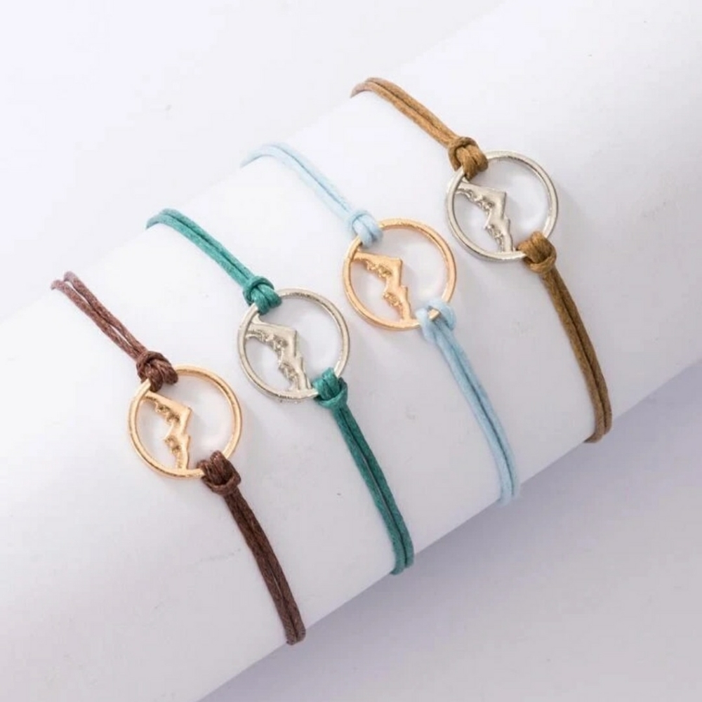 Mountain Detail Bracelet Set 4pcs